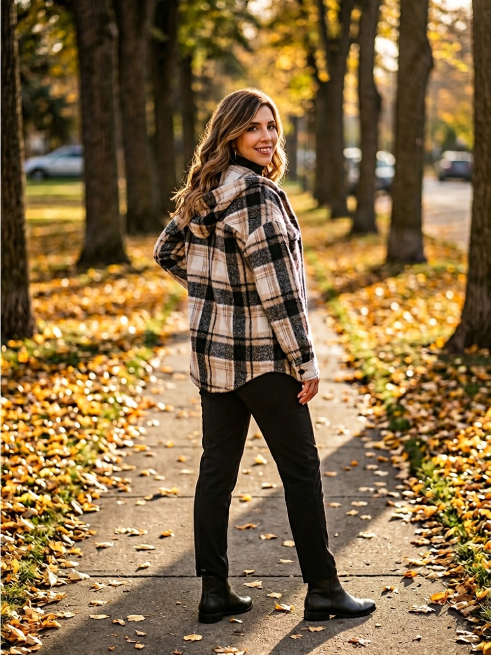 Design Lab Tan Cottagecore Plaid Barn Coat Casual Shacket size Large - Picture 4 of 13